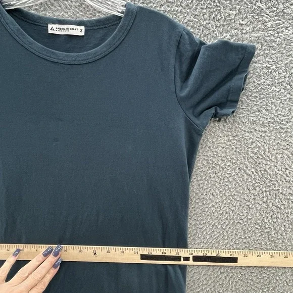 American Giant Dress Women Small Green Cotton Casual T Shirt Side Slit Long Midi - Picture 7 of 11